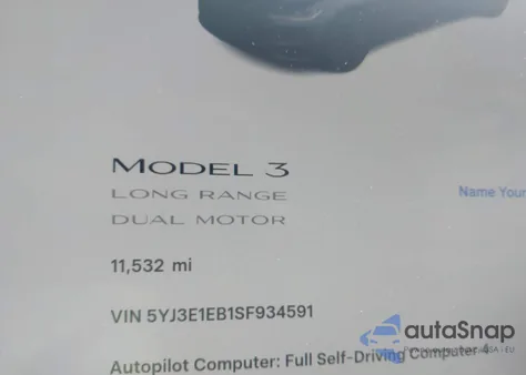 2025 Tesla Model 3 Long Range All-Wheel Drive из США, поврежденный, VIN 5YJ3E1EB1SF934591